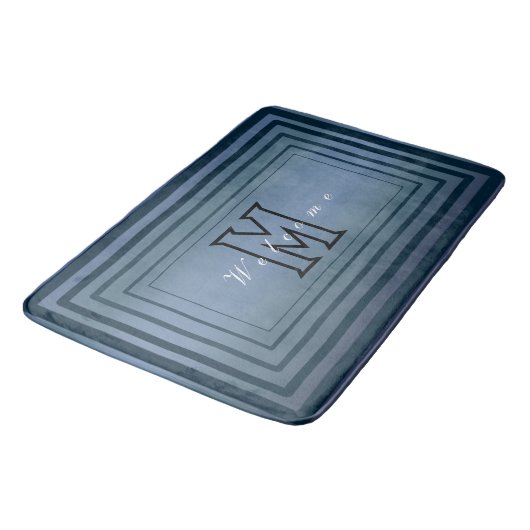Tapis De Bain Simple gradient moderne Bienvenue Script Monogramm (Angle)