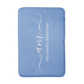 Tapis De Bain Simple moderne Monogramme cornflower bleu minimali (Devant (Vertical))