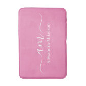 Tapis De Bain Simple moderne Monogramme rose minimaliste (Devant (Vertical))