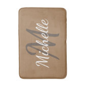 Tapis De Bain Simple typographie gras marron clair & monogramme (Devant (Vertical))