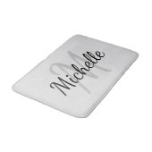 Tapis De Bain Simple typographie grise gras & monogramme de nom (Angle)