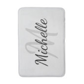 Tapis De Bain Simple typographie grise gras & monogramme de nom (Devant (Vertical))