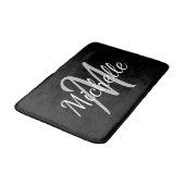 Tapis De Bain Simple typographie noire gras & monogramme de nom (Angle)