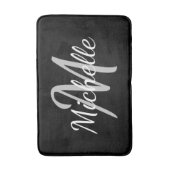 Tapis De Bain Simple typographie noire gras & monogramme de nom (Devant (Vertical))
