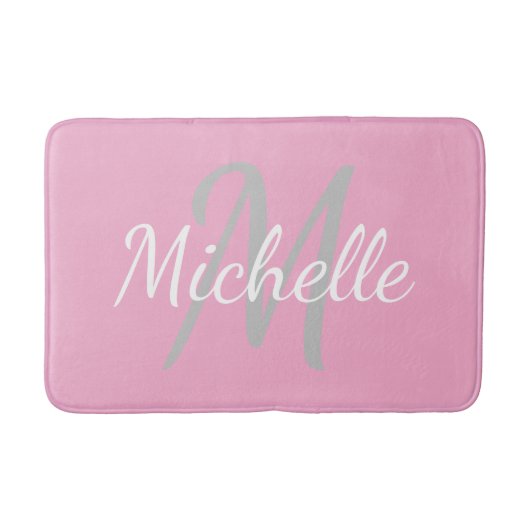 Tapis De Bain Simple vert de mer Typographie Gras & Monogramme d (Devant)