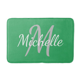 Tapis De Bain Simple vert de mer Typographie Gras & Monogramme N