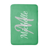 Tapis De Bain Simple vert de mer Typographie Gras & Monogramme N (Devant (Vertical))
