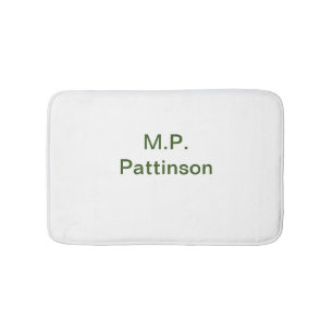 Tapis De Bain Simple vert minimal ajouter votre nom de texte pho