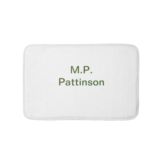 Tapis De Bain Simple vert minimal ajouter votre nom de texte pho (Devant)