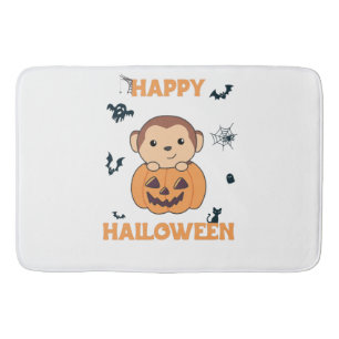 Tapis De Bain Singe En Citrouille Mignons Singes Joyeux Hallowee