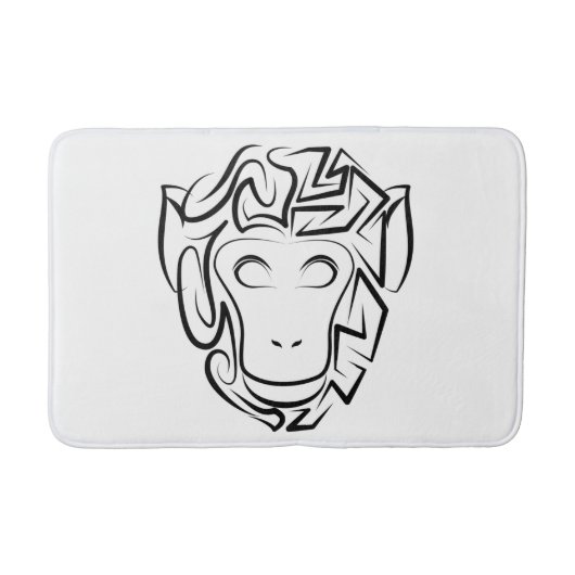 Tapis De Bain Singe tribal noir et blanc (Devant)