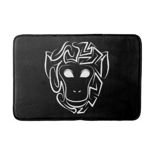 Tapis De Bain Singe tribal noir et blanc