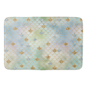 Tapis De Bain Sirène de Parties scintillant d'or Aqua Blue Mint