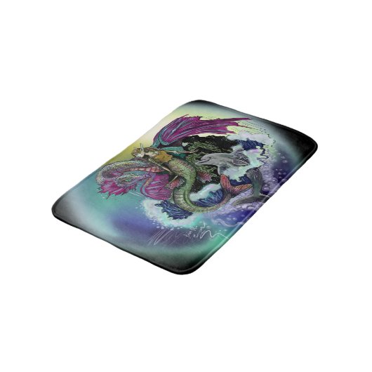 Tapis De Bain Sirène, Dragon, & Dauphin (Angle)