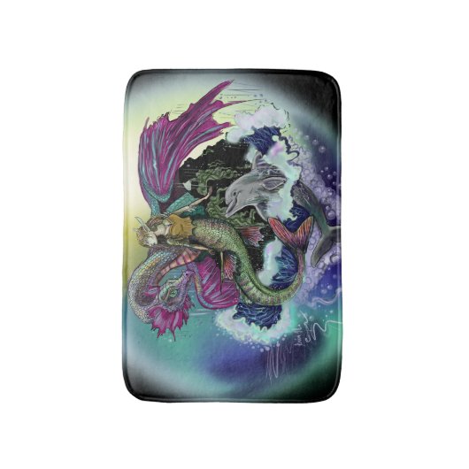 Tapis De Bain Sirène, Dragon, & Dauphin (Devant (Vertical))