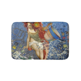 Tapis De Bain Sirène du Verseau Art Gothique Bleu