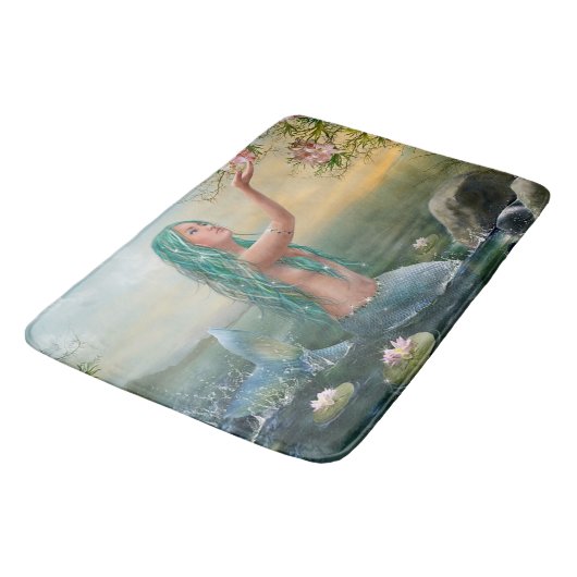 Tapis De Bain sirène d'une chevelure verte (Angle)