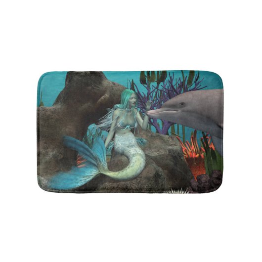 Tapis De Bain Sirène et dauphin sous la mer (Devant)