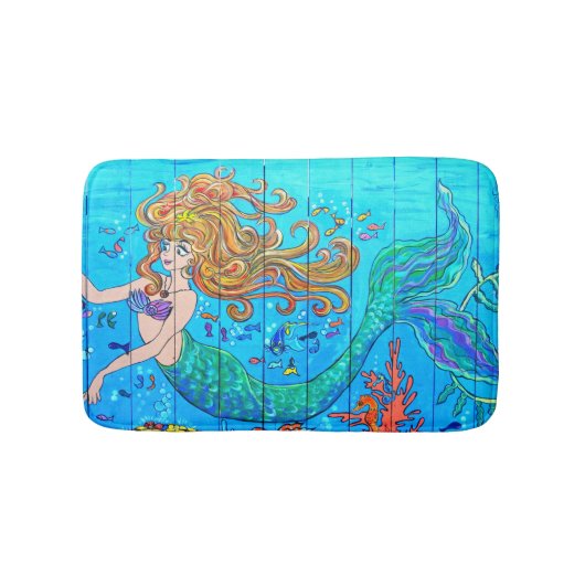 Tapis De Bain sirène rousse sous-marine (Devant)
