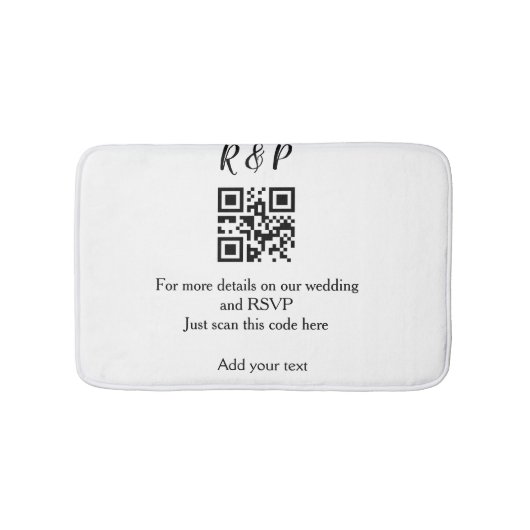 Tapis De Bain site web de mariage rsvp q r code ajouter nom text (Devant)