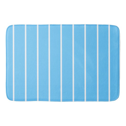 Tapis De Bain Sky Blue and White Summer Stripes (Devant)