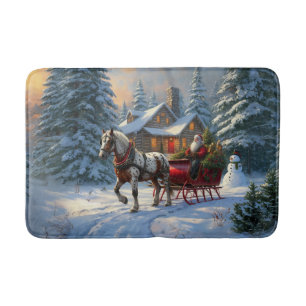Tapis De Bain Sleigh Père Noël à cheval de Noël