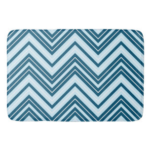 Tapis De Bain Slim Zigzag Motif Blues & White