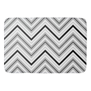 Tapis De Bain Slim Zigzag Motif noir, gris et blanc