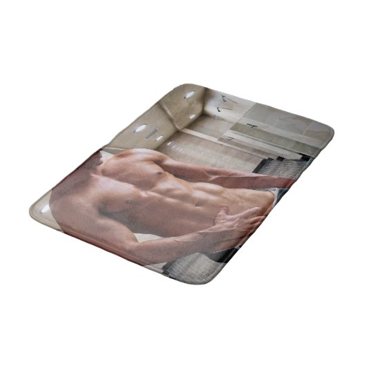 Tapis De Bain SlipperyJoe cheminée homme musclé six pack abs (Angle)