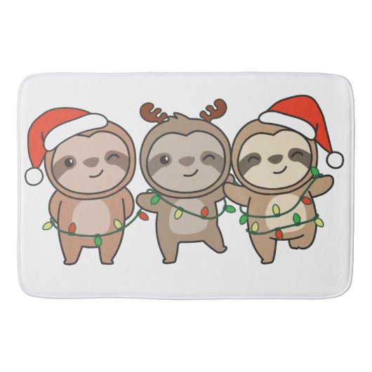 Tapis De Bain Sloth Noël Animaux mignons Sloth (Devant)