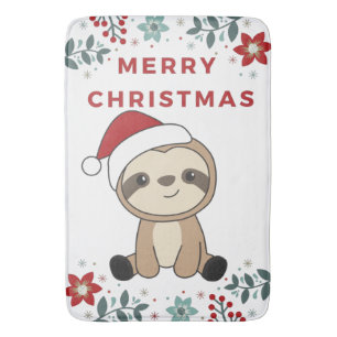 Tapis De Bain Sloth Noël Neige hiver Animaux Sloths Bath Ma