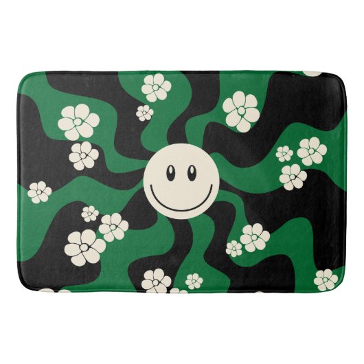 Tapis De Bain Smile - Vert, Crème et Noir (Devant)