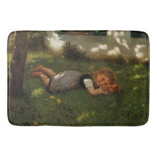 Tapis De Bain Snack Time (Sweet Young Girl Lying on the Grass)