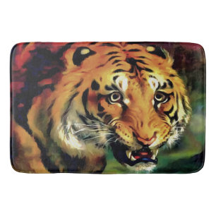 Tapis De Bain Snarling Tiger Portrait Artistique