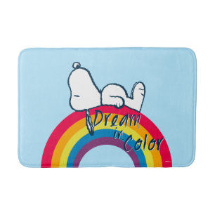 Tapis De Bain Snoopy Rêver en couleur arc-en-ciel