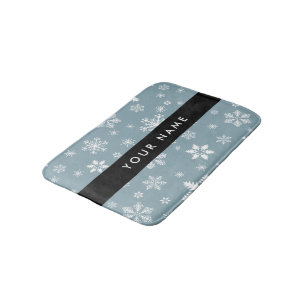 Tapis De Bain Snowflakes blanc, Grey, Votre nom, Personnaliser