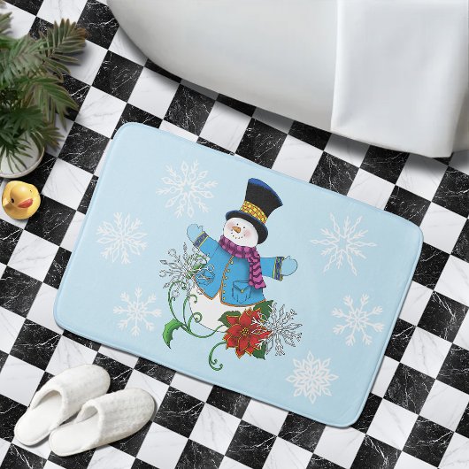 Tapis De Bain Snowflakes Poinsettia