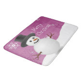 Tapis De Bain Snowman rose scène d'hiver Noël Bain Mat (Angle)