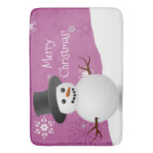 Tapis De Bain Snowman rose scène d'hiver Noël Bain Mat (devant Vertical)