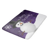 Tapis De Bain Snowman violet scène d'hiver Noël Bain Mat (Angle)