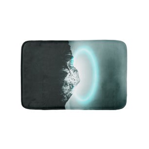 Tapis De Bain Snowy mountain mysterious blue neon light