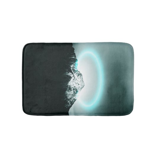 Tapis De Bain Snowy mountain mysterious blue neon light (Devant)