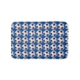 Tapis De Bain Soccer Balls Choose Your Color Plush Blue White