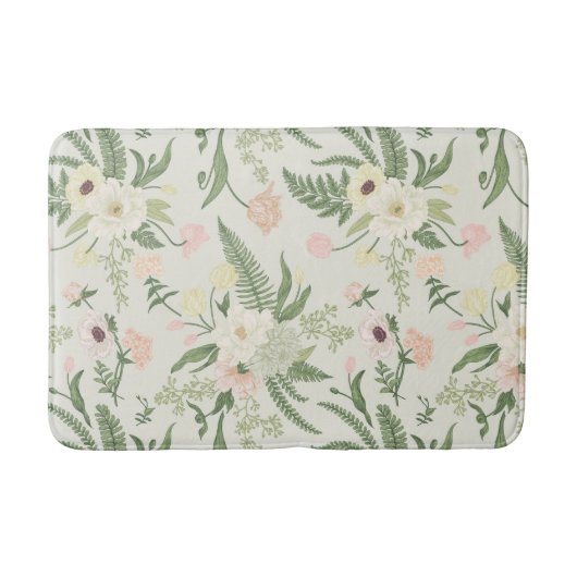 Tapis De Bain Soft Mint Green Garden Motif (Devant)