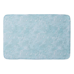 Tapis De Bain Soie Moire Petit Motif en Aqua Clair