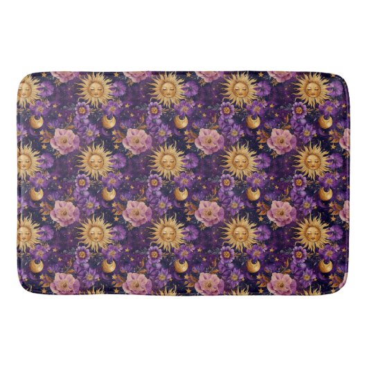 Tapis De Bain Soleil céleste violet et étoile (Devant)