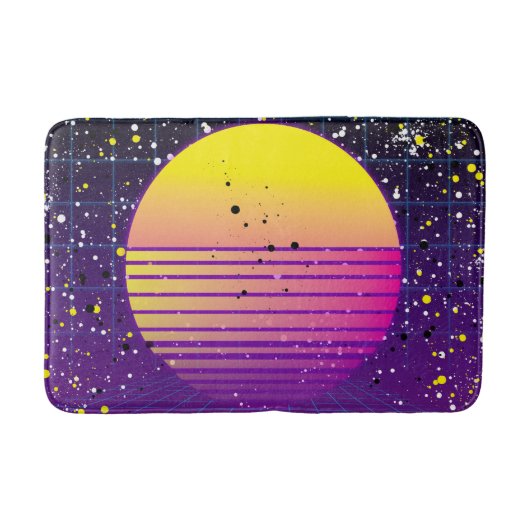 Tapis De Bain Soleil Jaune Violet Rétro 80 (Devant)