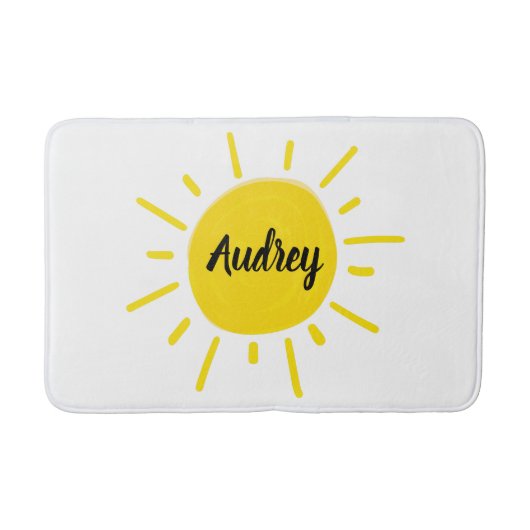 Tapis De Bain Soleil Peint Whimsical Jaune Sun (Devant)