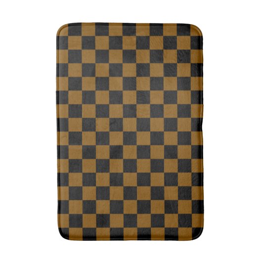 Tapis De Bain Solid Brown with Black Square Pattern (Devant (Vertical))