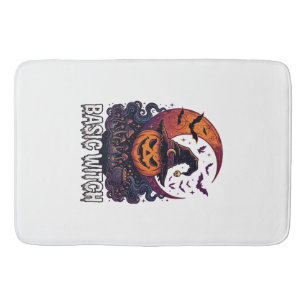 Tapis De Bain Sorcière de base Halloween Citrouille Croissant de